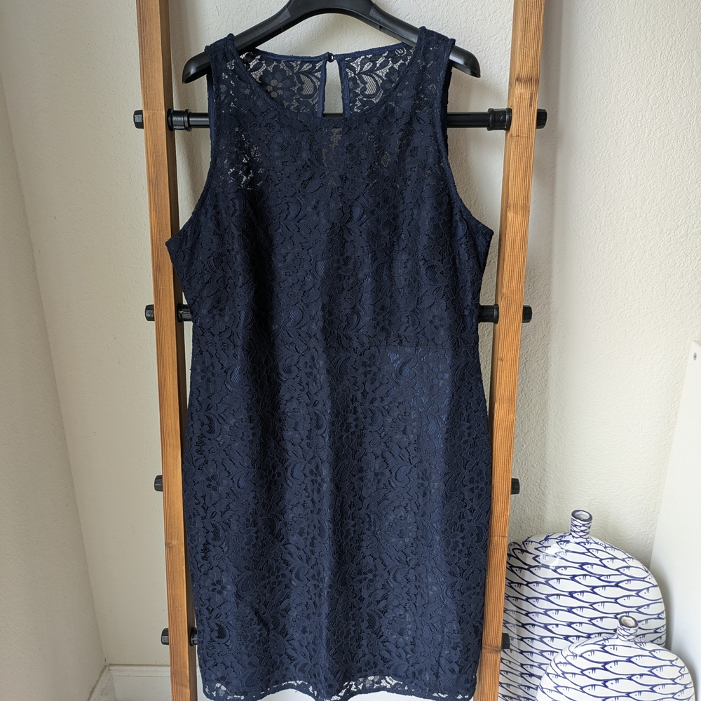 NWT J.Crew Women's Elegant Navy Lace Mini Dress - Size 12